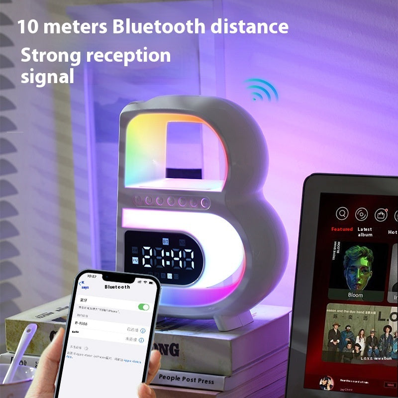 B-Shaped Bluetooth Speaker, Rhythm Lighting & Wireless Charging - Lifestyle360store