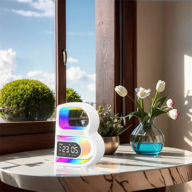 B-Shaped Bluetooth Speaker, Rhythm Lighting & Wireless Charging - Lifestyle360store